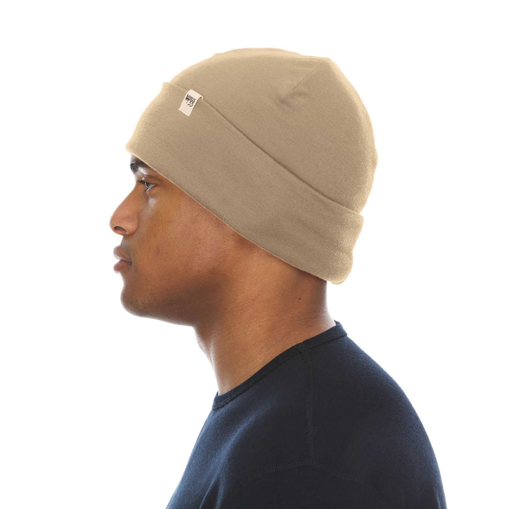 Lightweight Merino Wool Cuff Beanie - Solid Knit Hat