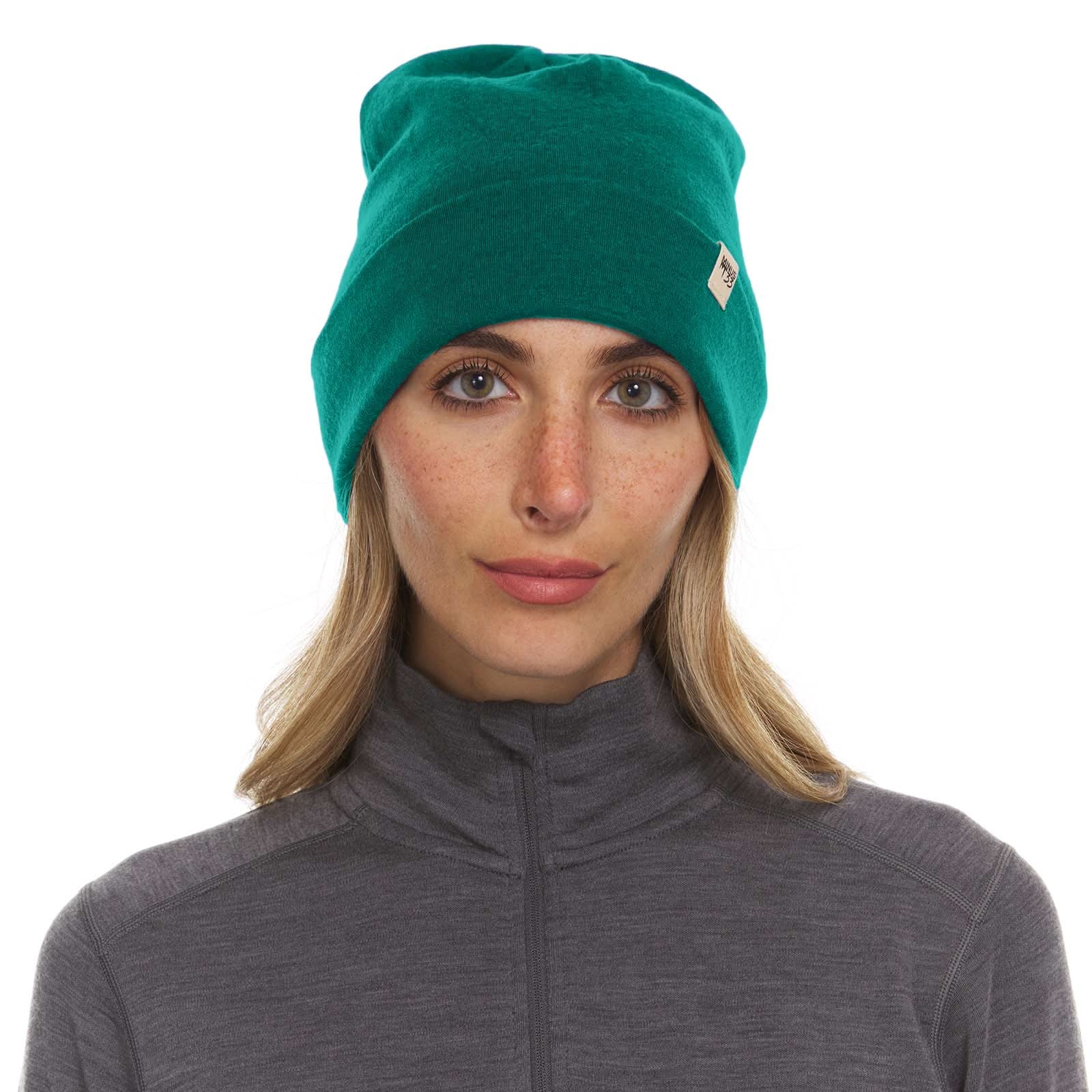 Lightweight Merino Wool Cuff Beanie - Solid Knit Hat
