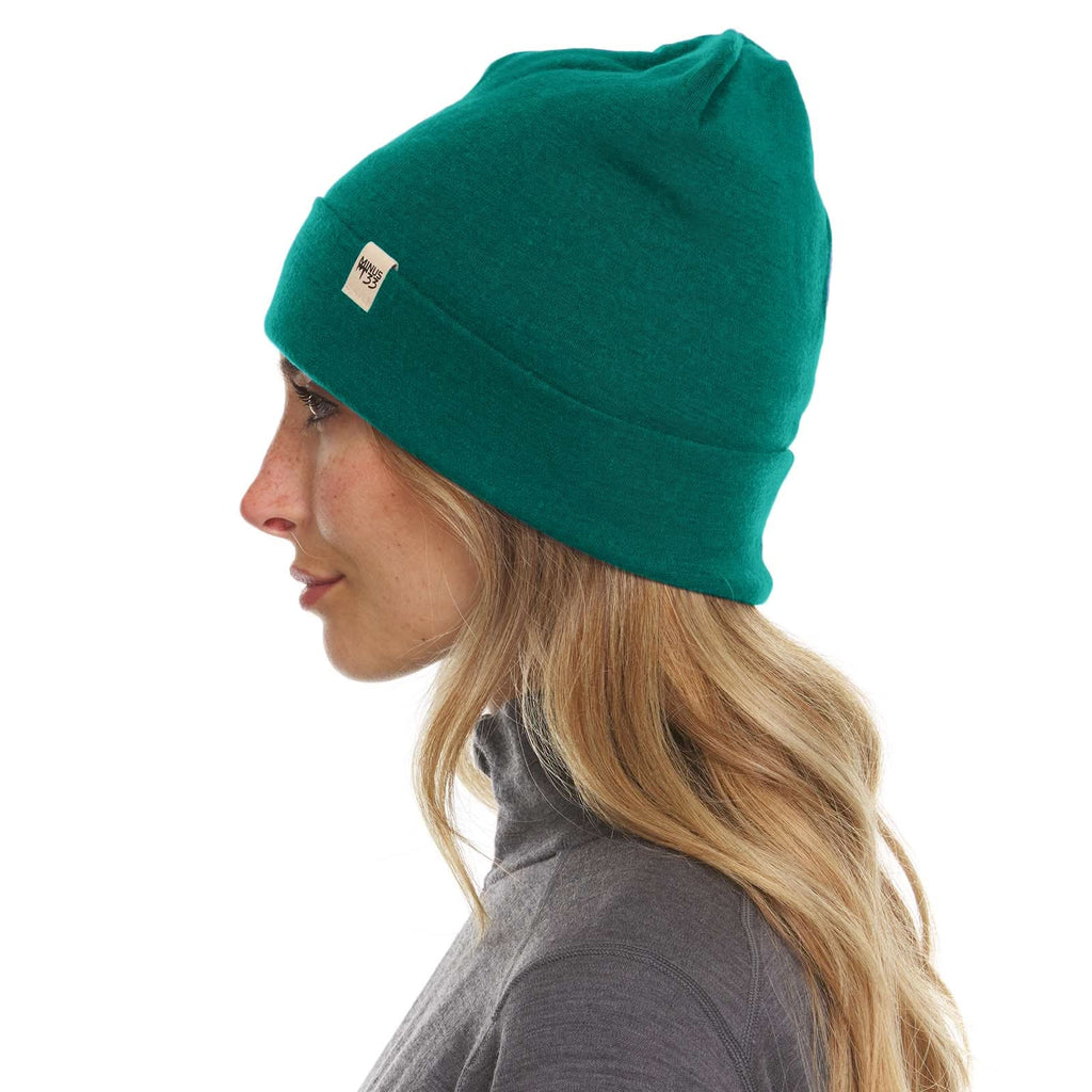 Lightweight Merino Wool Cuff Beanie - Solid Knit Hat