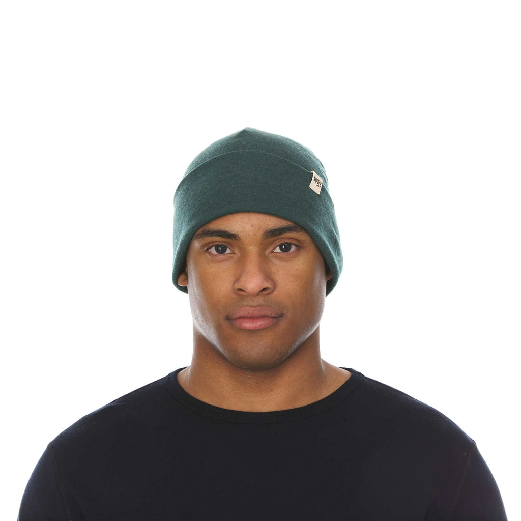 Lightweight Merino Wool Cuff Beanie - Solid Knit Hat