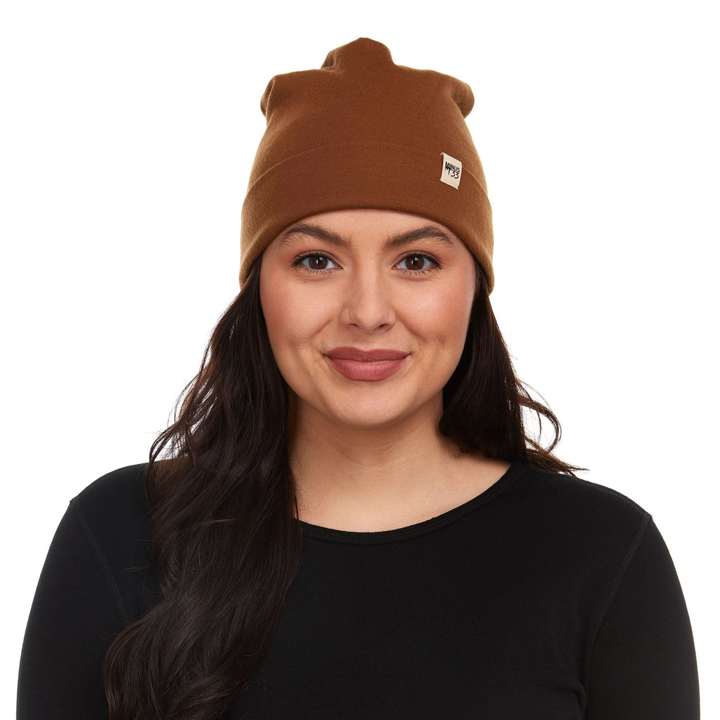 Lightweight Merino Wool Cuff Beanie - Solid Knit Hat