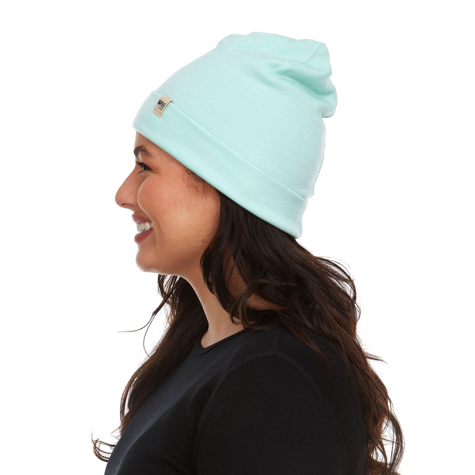 Lightweight Merino Wool Cuff Beanie - Solid Knit Hat
