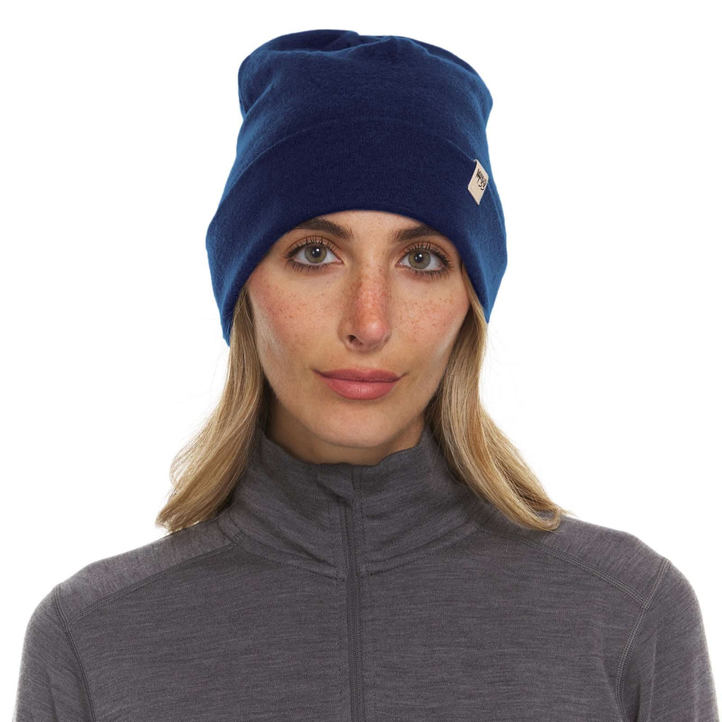 Lightweight Merino Wool Cuff Beanie - Solid Knit Hat