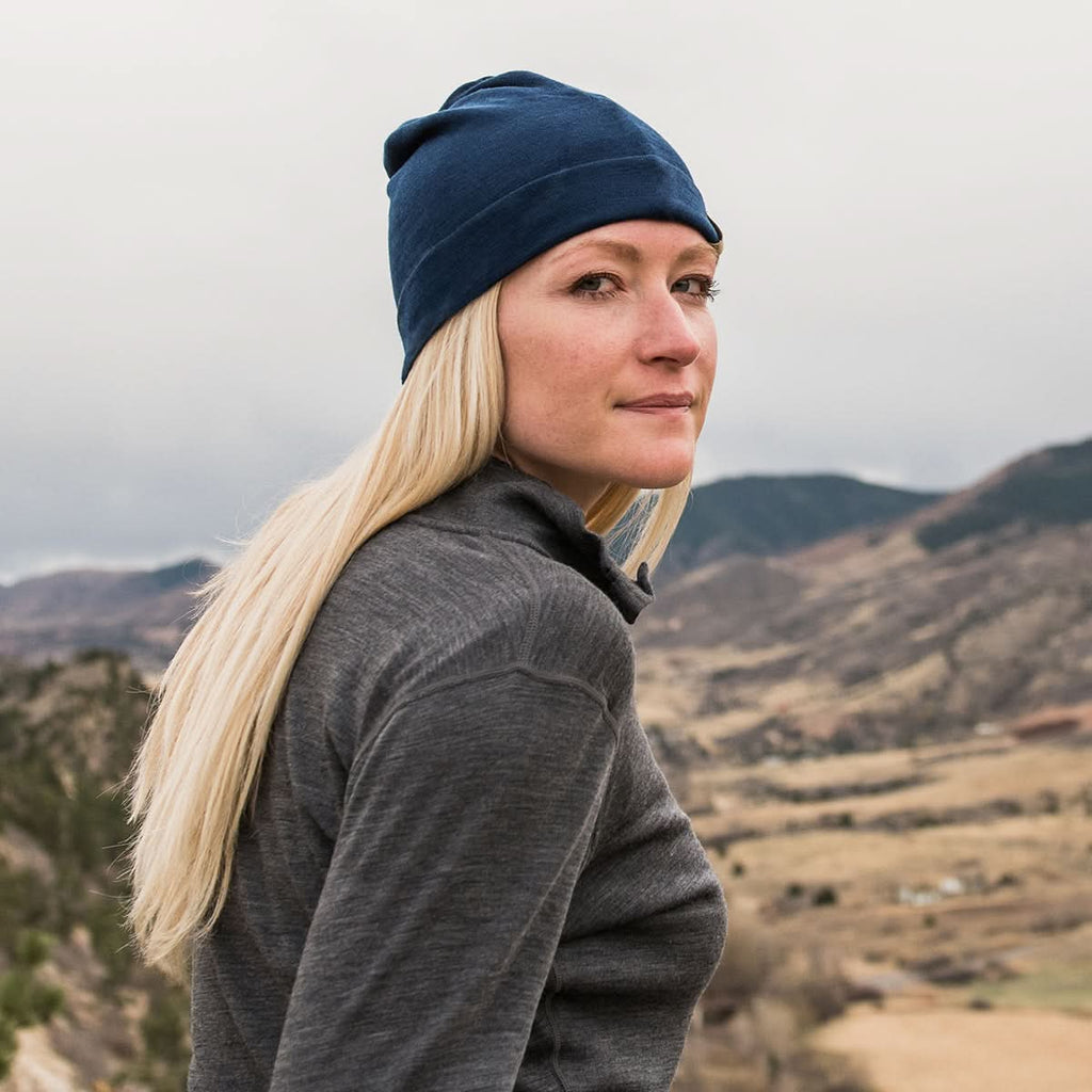 Lightweight Merino Wool Cuff Beanie - Solid Knit Hat