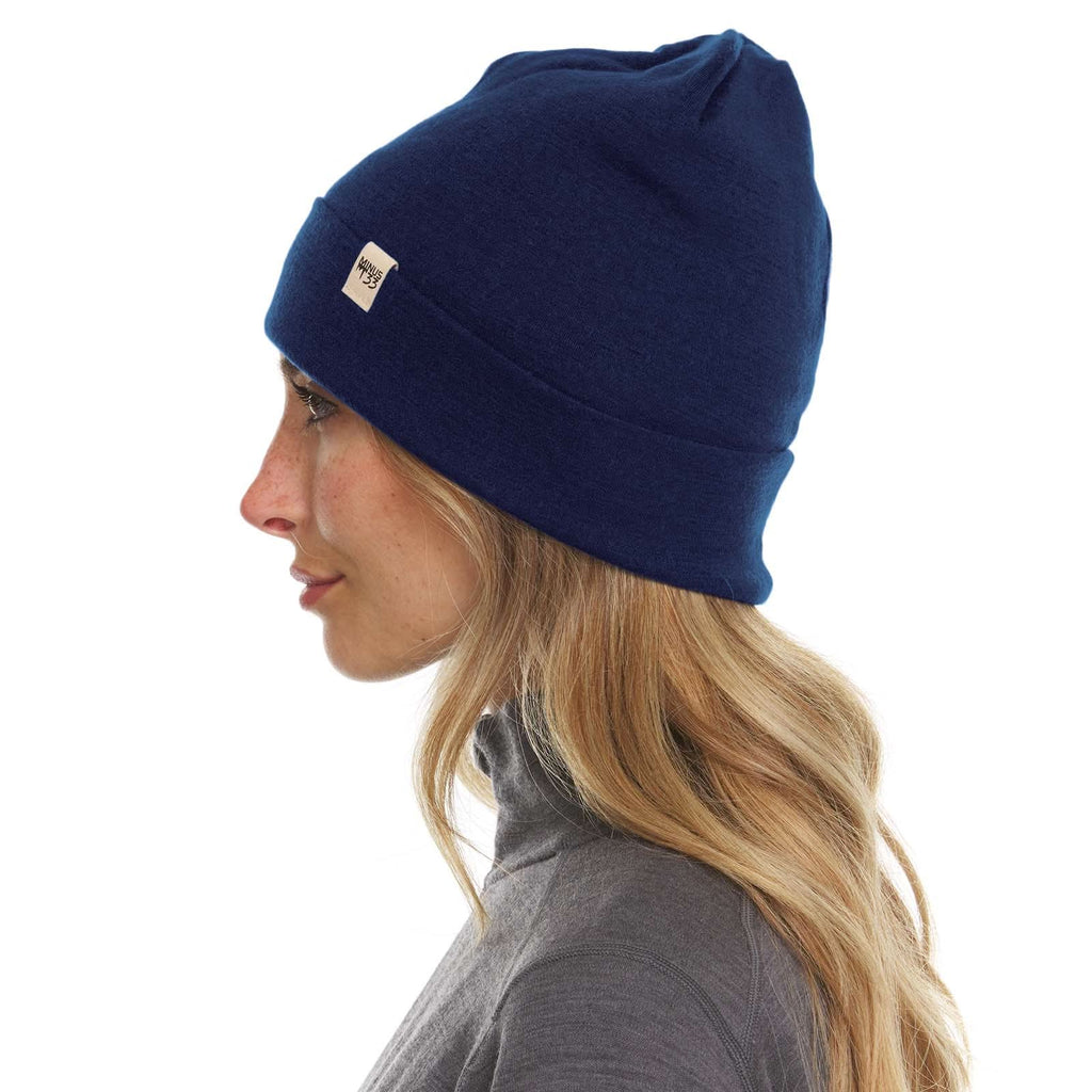 Lightweight Merino Wool Cuff Beanie - Solid Knit Hat