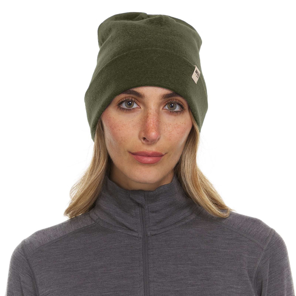 Lightweight Merino Wool Cuff Beanie - Solid Knit Hat