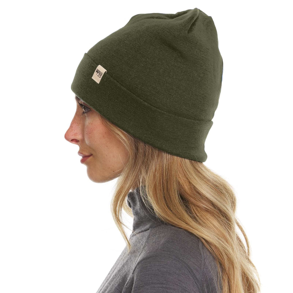 Lightweight Merino Wool Cuff Beanie - Solid Knit Hat