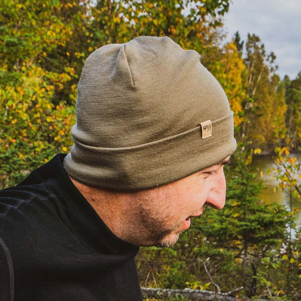Lightweight Merino Wool Cuff Beanie - Solid Knit Hat