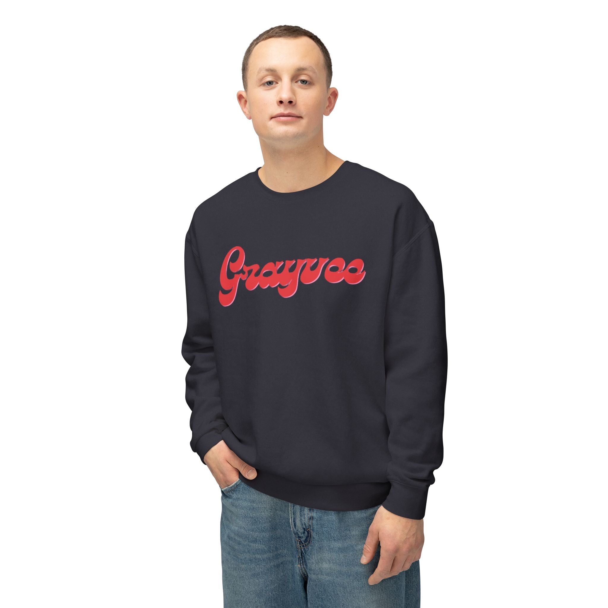 Unisex Lightweight Crewneck Sweatshirt in Charcoal and Cream