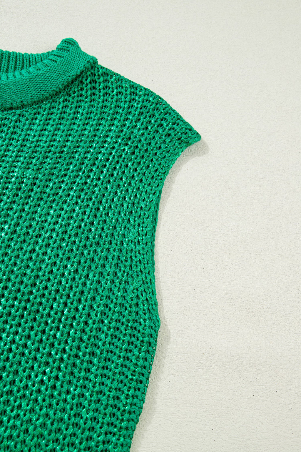 Solid Mock Neck Short Sleeve Knit Sweater