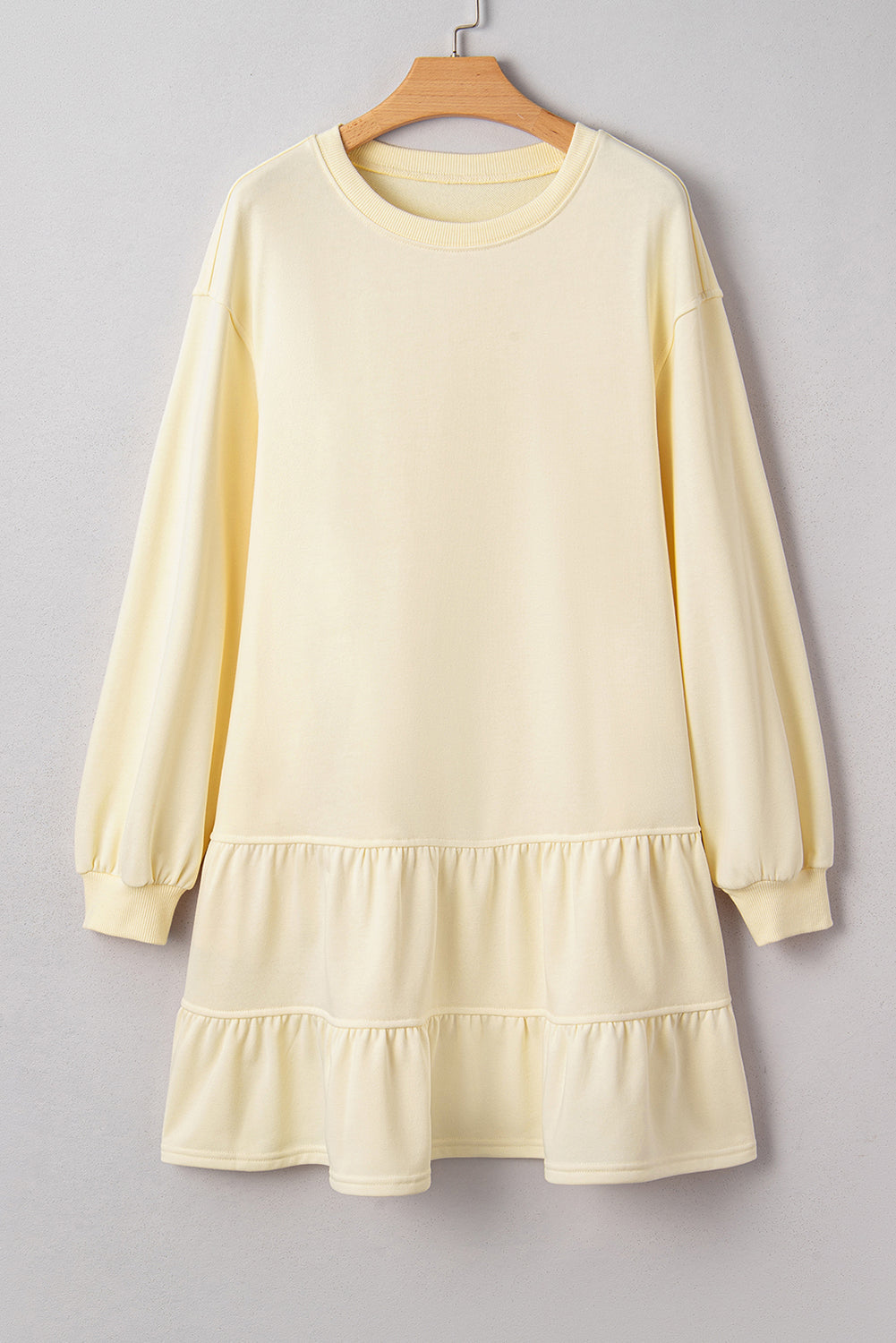 Yellow Loose Fit Mini Dress with Drop Shoulder and Ruffled Hem