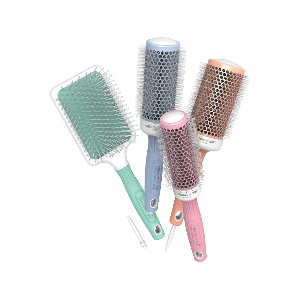 Ceramic + Ion Thermal Hair Styling Brush in Mint Green and White