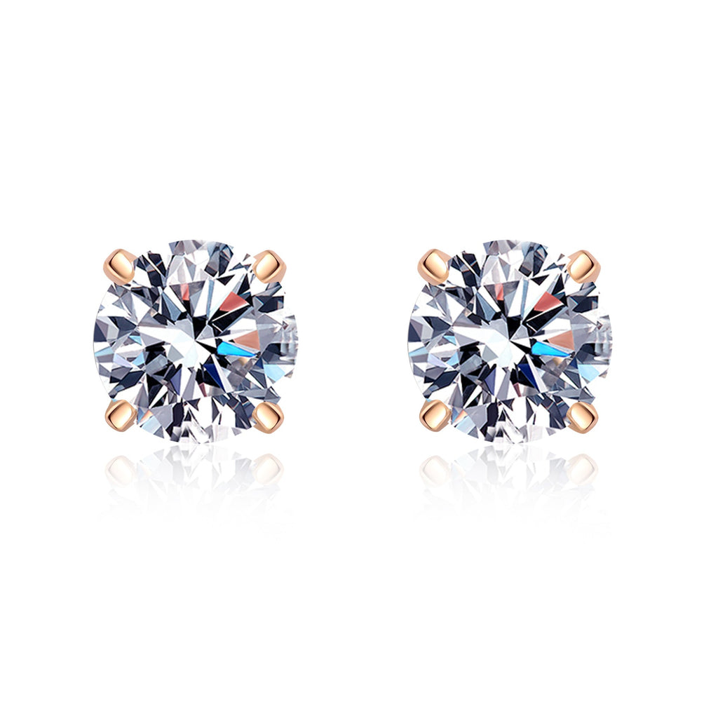 S925 Sterling Silver Four-Claw Champagne Gold Earrings