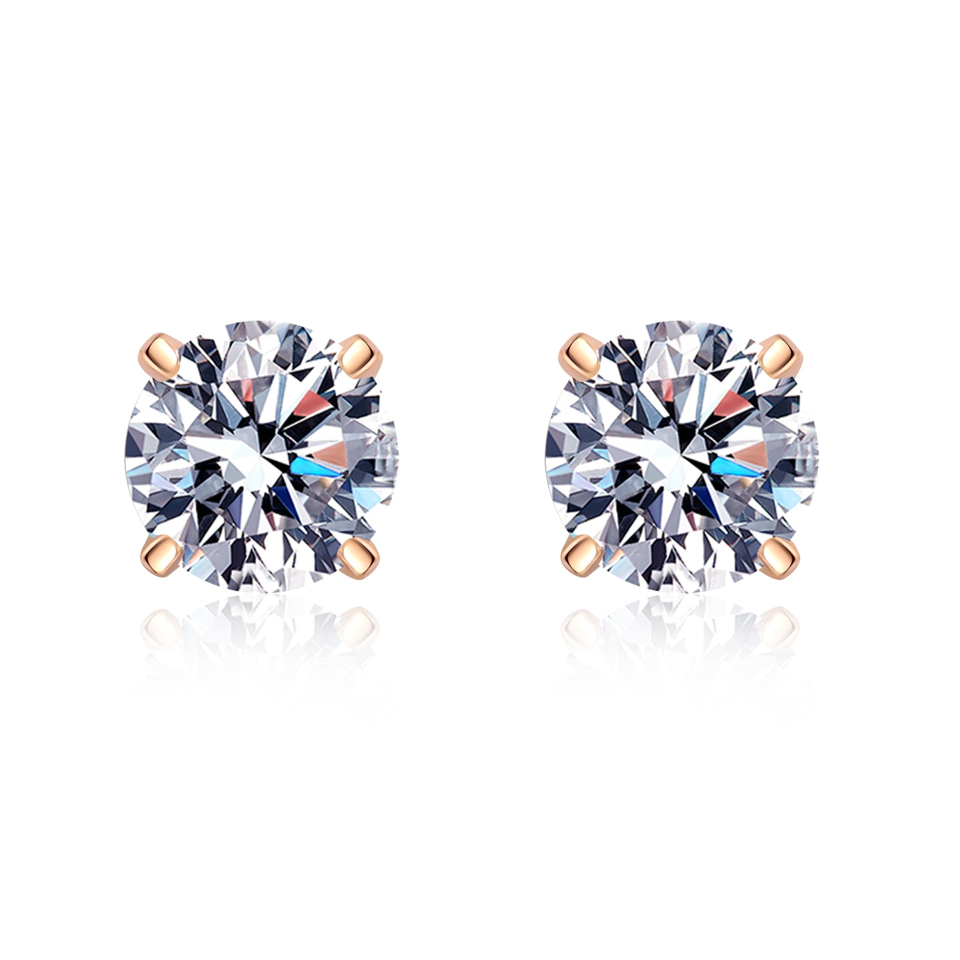S925 Sterling Silver Four-Claw Champagne Gold Earrings