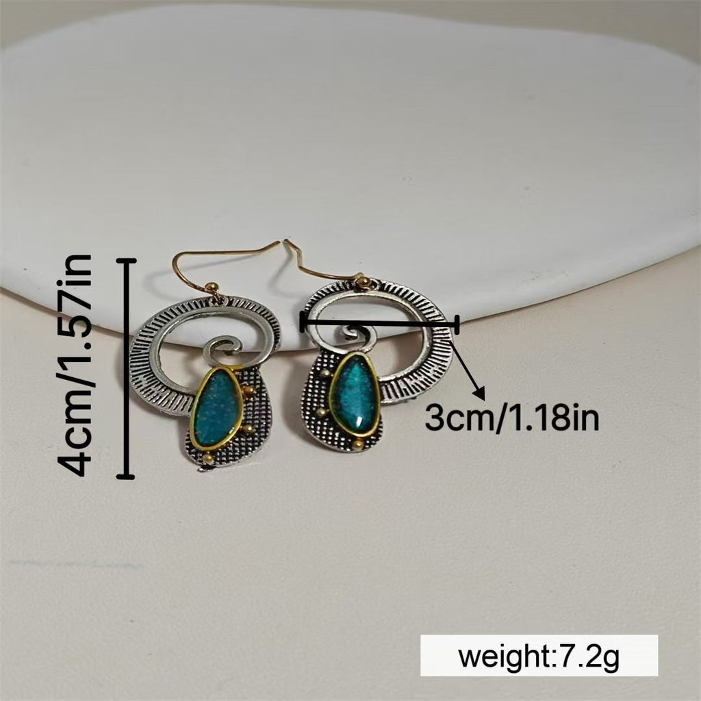 Creative Spiral-Inlaid Sapphire Earrings With Yellow Accents