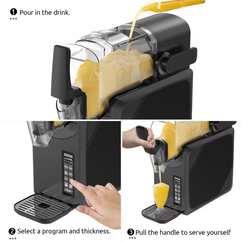 88 oz Commercial Slushie Machine with Cooling and Self-Cleaning