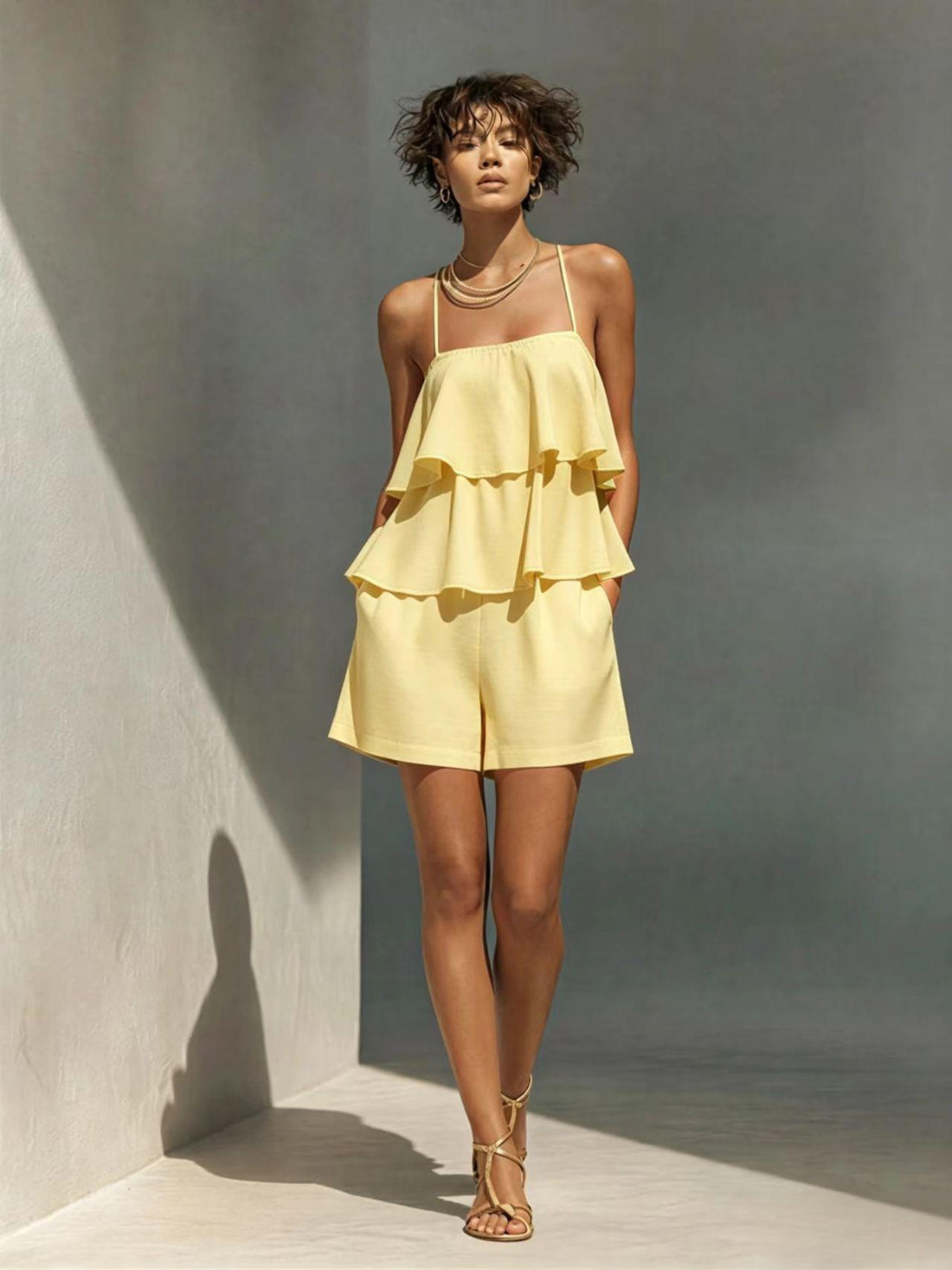 Women's Ruffle Layer Camisole and Shorts Set - Image 11