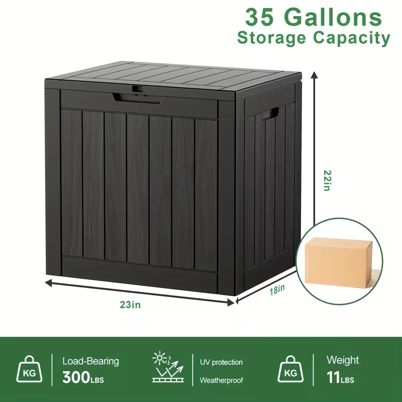 75 Gallon Heavy-Duty Outdoor Deck Box, Waterproof Patio Storage