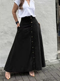 Women's High-Waist A-Line Maxi Skirt in Neutral Earth Tones