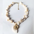 Gold Coastal Shell Pendant Necklace Stainless Steel Bohemian