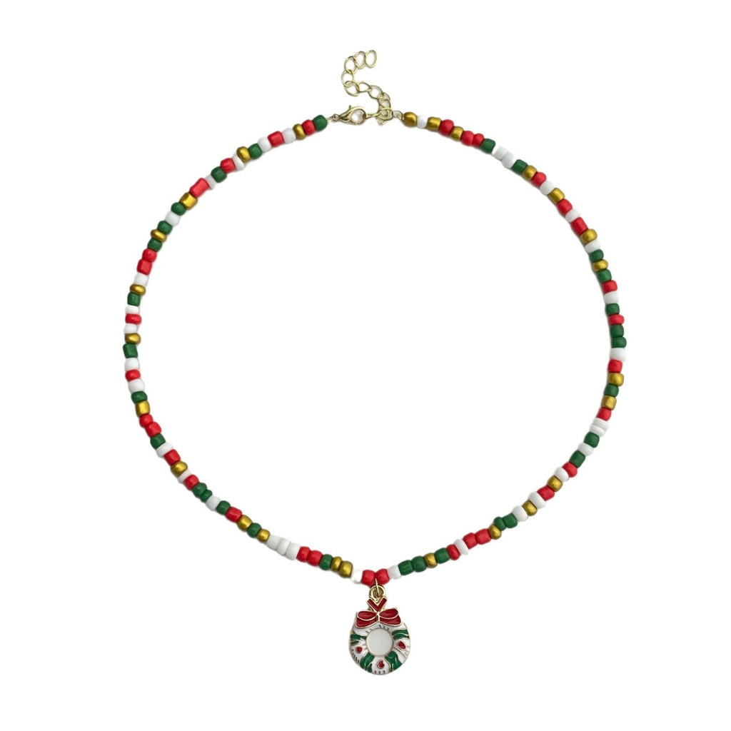 Amazon Cross-border Christmas Acrylic Rice Beads Necklace Santa Claus And Other Pendants Factory Direct Approval