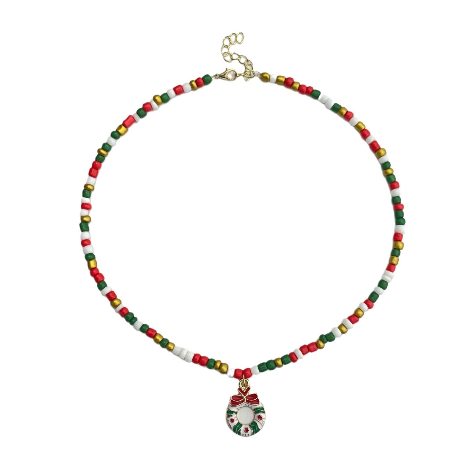Amazon Cross-border Christmas Acrylic Rice Beads Necklace Santa Claus And Other Pendants Factory Direct Approval