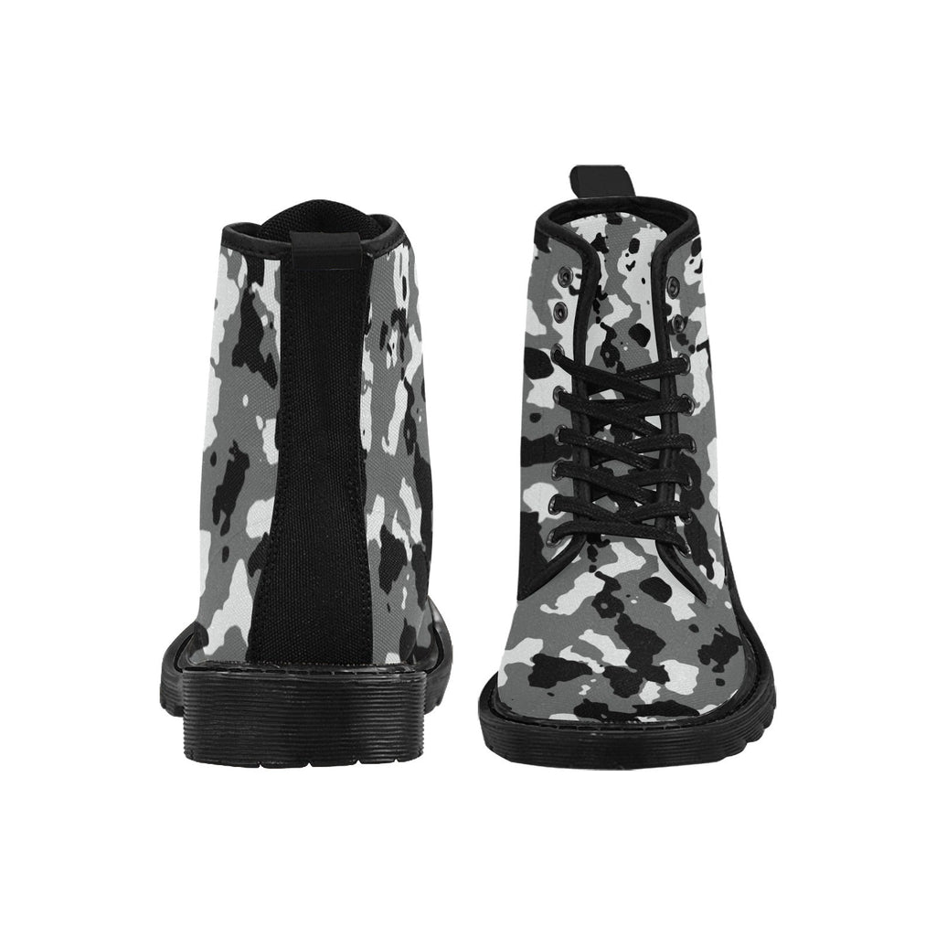 Black and White Camo Canvas Lace-Up Boots for Women - Image 5