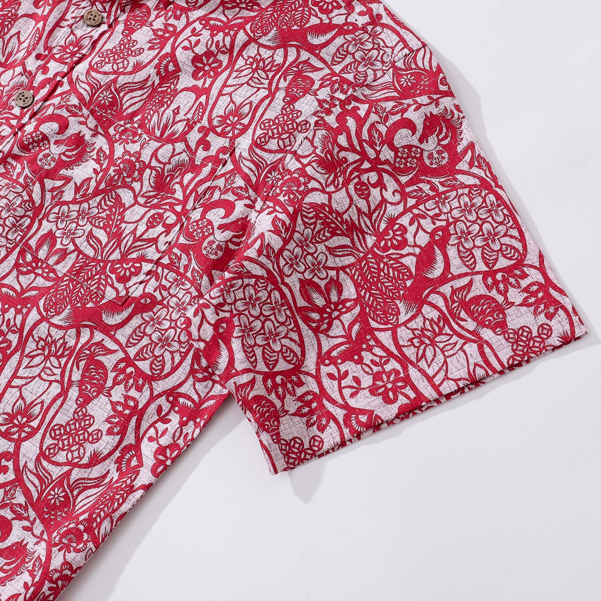 Hawaiian Shirt For Men Paper-Cut Painting Button-down Shirt Short Sleeve 100% Cotton Shirt By Yakima