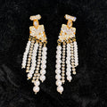 Womens Retro Ethnic Style Rhinestone And Pearl Tassel Stud Earrings,Costume Earrings For Daily Party Wear
