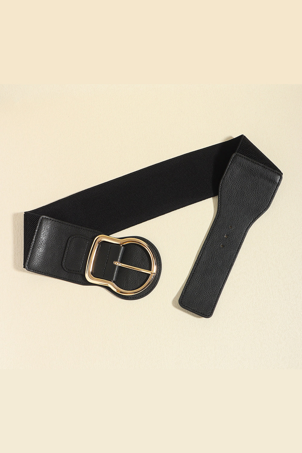 Zinc Alloy PU Leather Belt | Black & Gold Solid Design