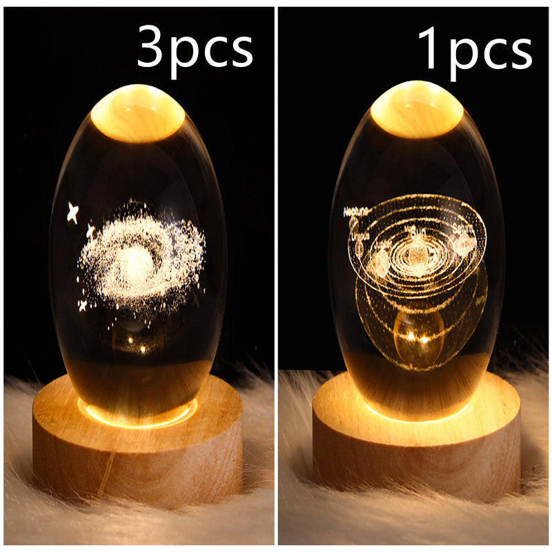 3D Galaxy Crystal Ball LED Night Light Planet Lamp Home Decor