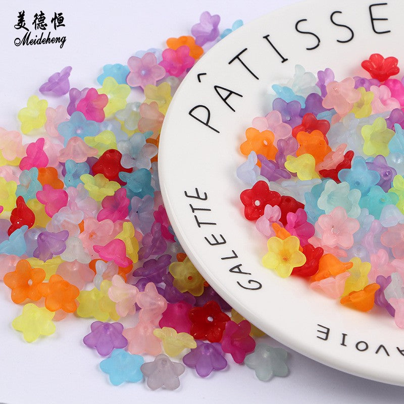 Matte Acrylic 5-Petal Blossom Beads, Translucent Center-Drilled Spacers For DIY Vintage Hair Sticks, Dangle Earrings & Pendant Crafts.