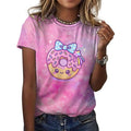 Women's pink and purple galaxy t-shirt with a cute donut graphic, made of 100% cotton.