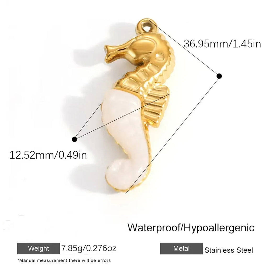 Gold Coastal Shell Pendant Necklace Stainless Steel Bohemian