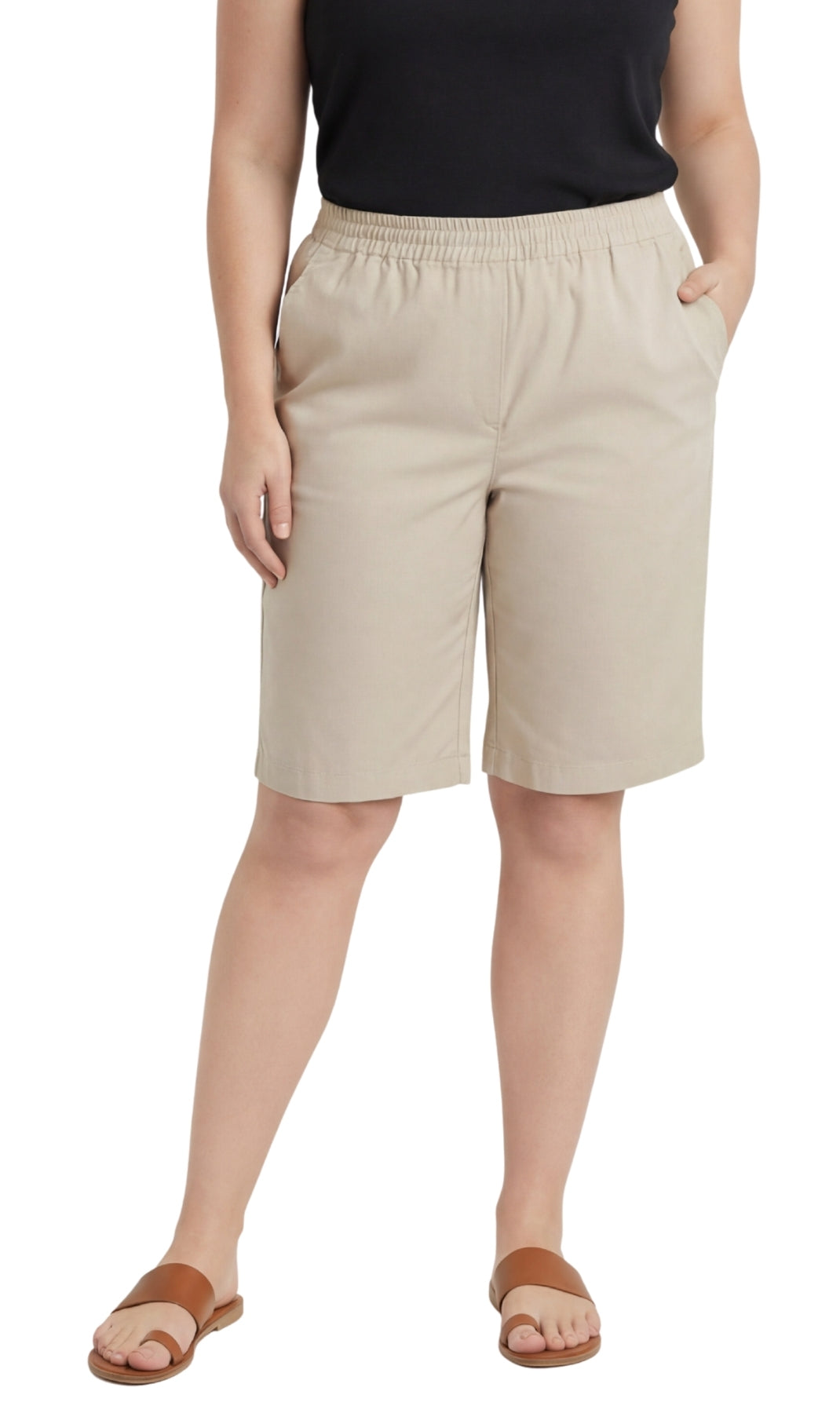 Women's Pull-On Bermuda Shorts in Denim and Twill - Stretch Fit