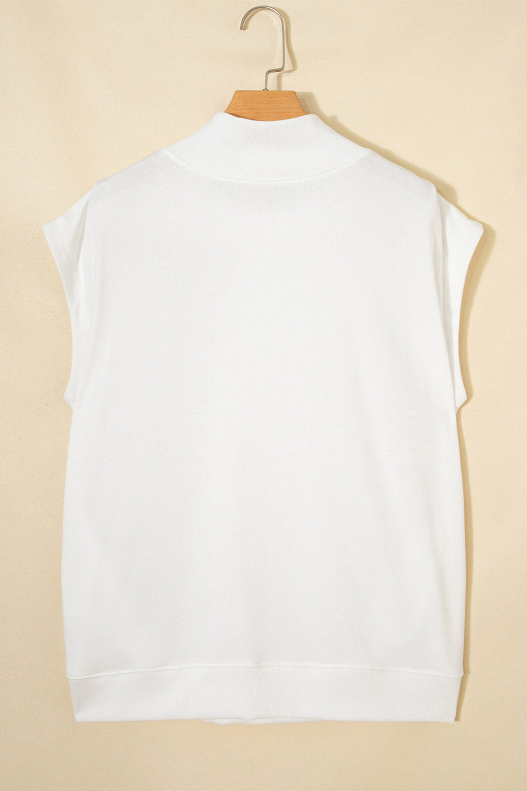 White Rhinestone Embellished Pumpkin Graphic High Neck Cap Sleeve Top