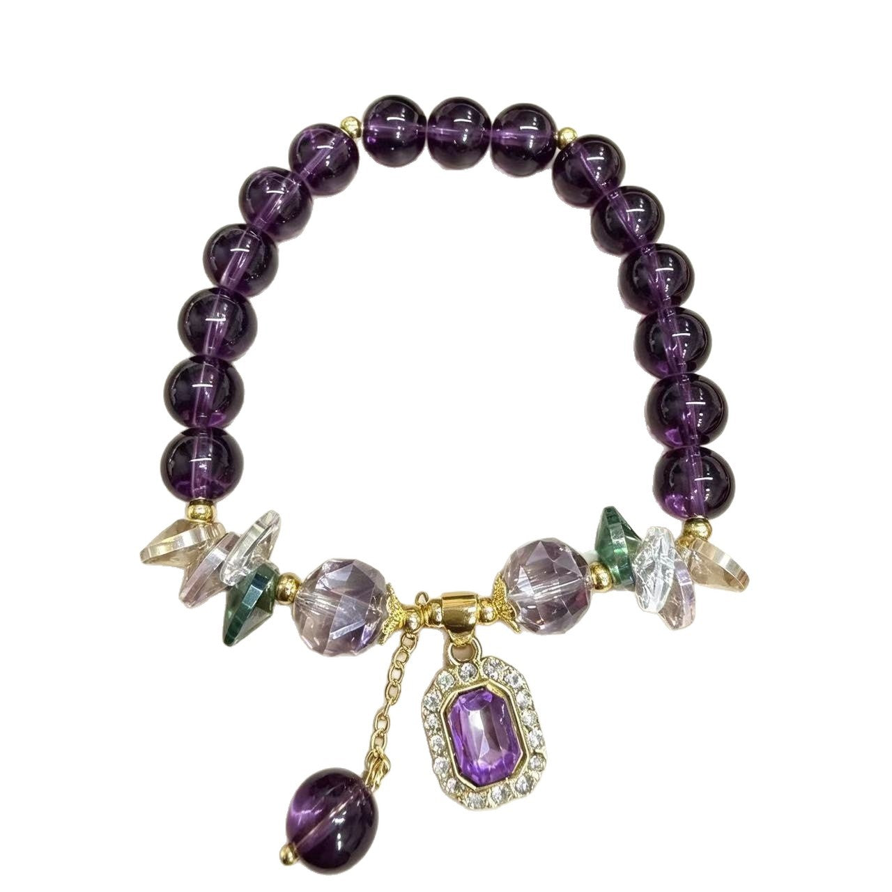 Zircon-inlaid Pendant Purple Crystal Bracelet