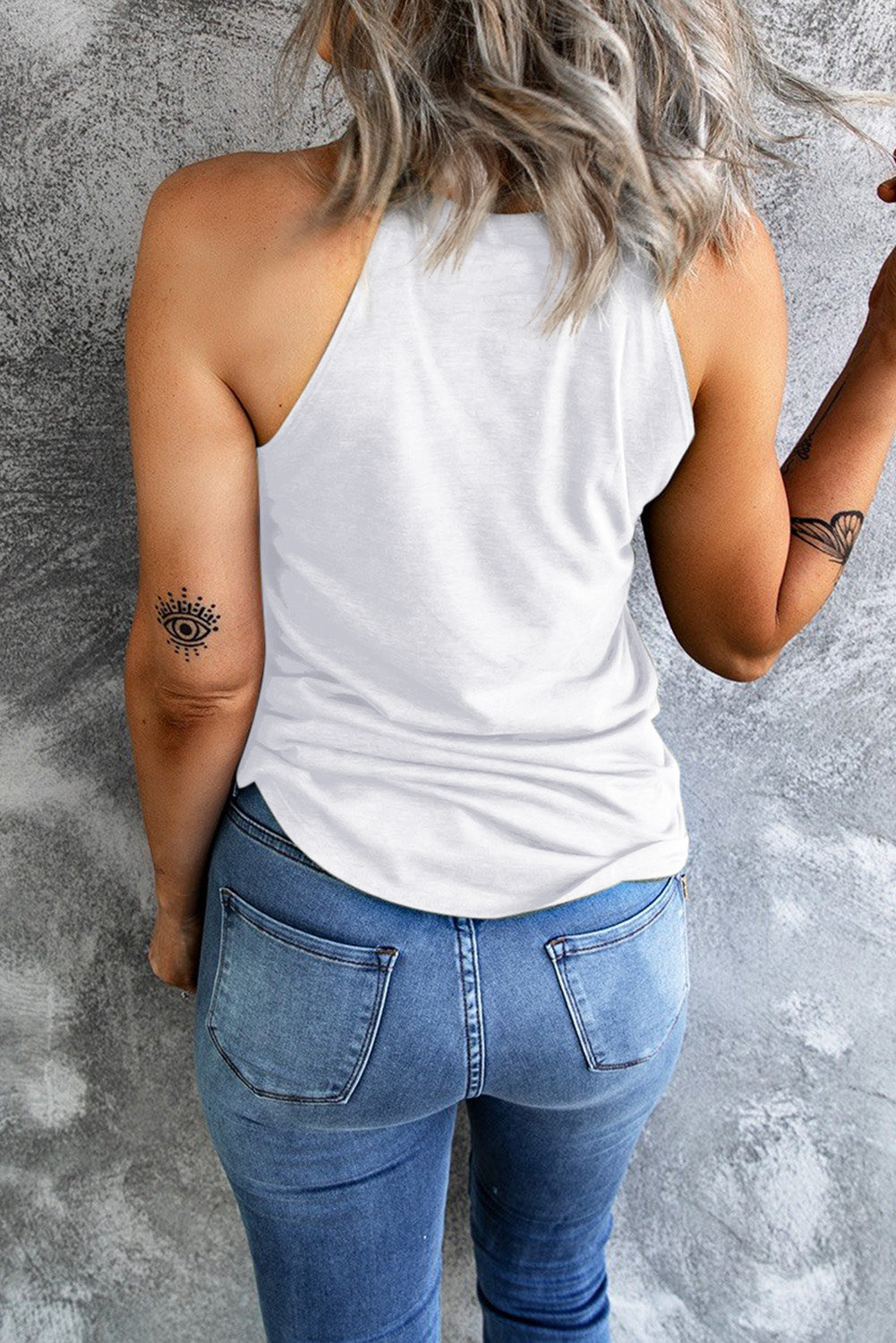 White Sequin Coconut Tree Tank Top with Tropical Palm Graphic - Image 3