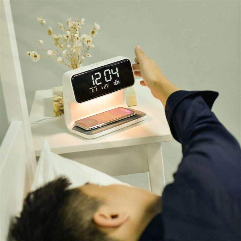 3-in-1 Minimalist Bedside Lamp, Wireless Charger & Alarm Clock