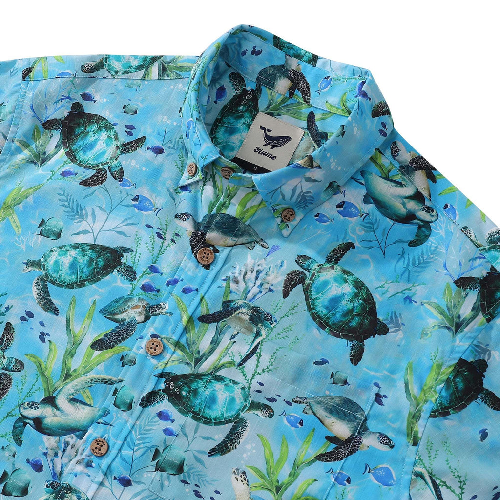 Blue Ocean Sonata Short Sleeve Cotton Hawaiian Shirt
