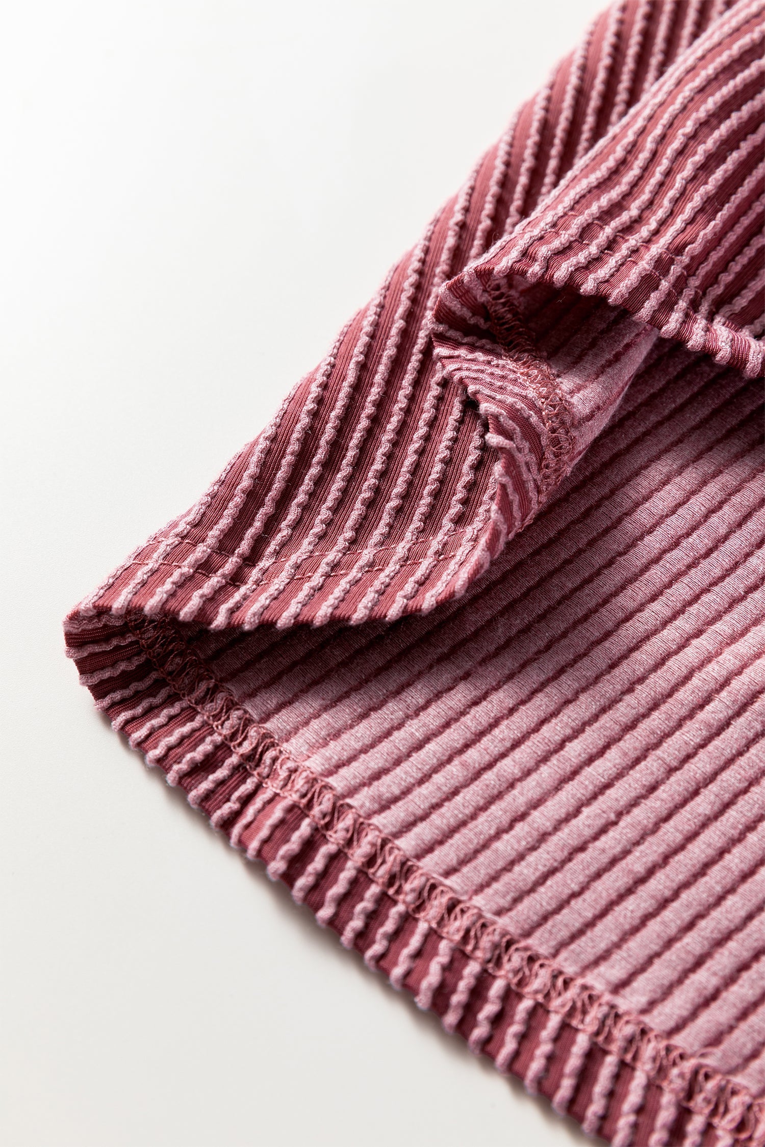 Fiery Red Pink Roll Tab Sleeve Ribbed Shacket | 112