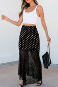 Asymmetric Polka Dot Lace Patchwork Maxi Skirt