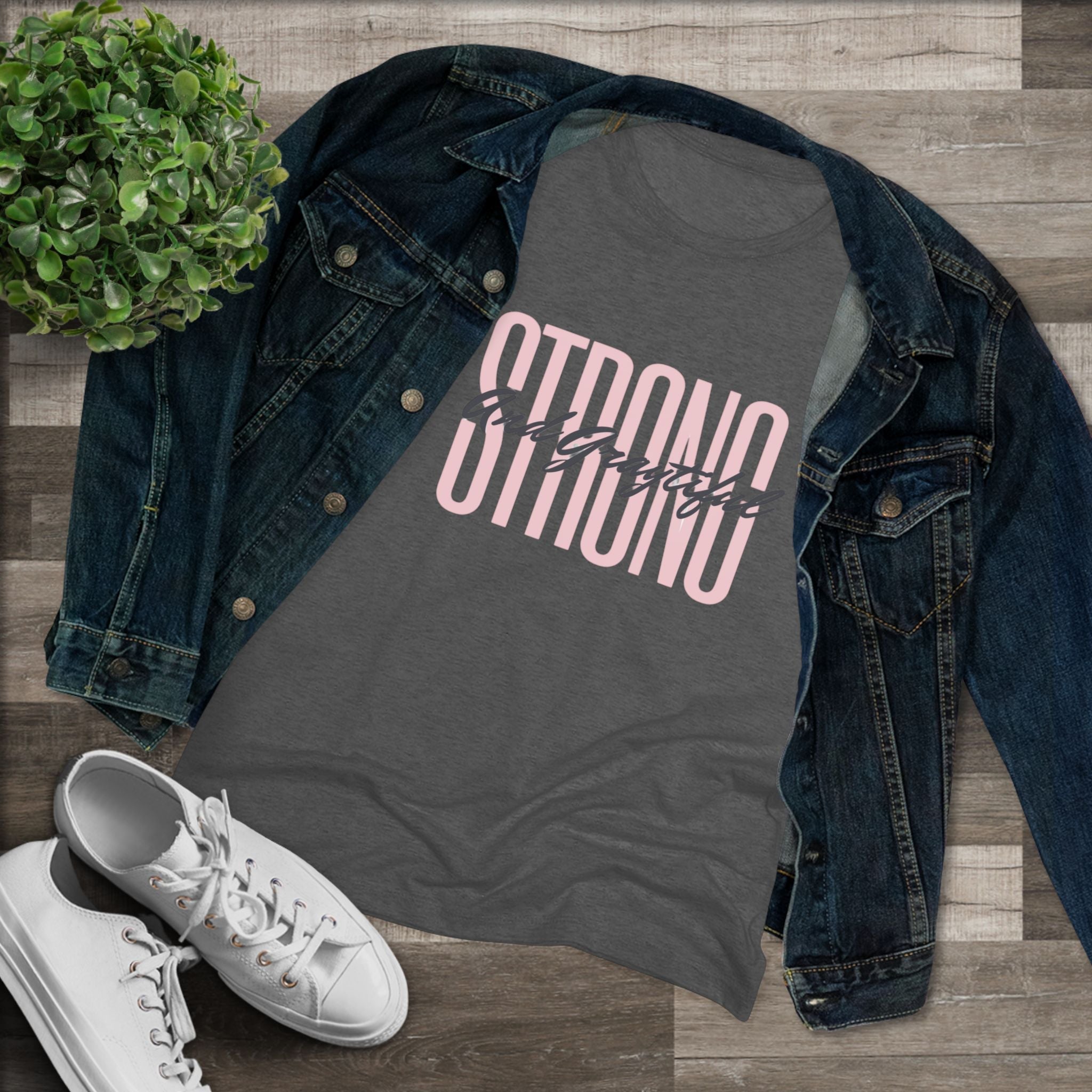 Women's Triblend Casual Minimalist T-Shirt in Gray, Pink, Black
