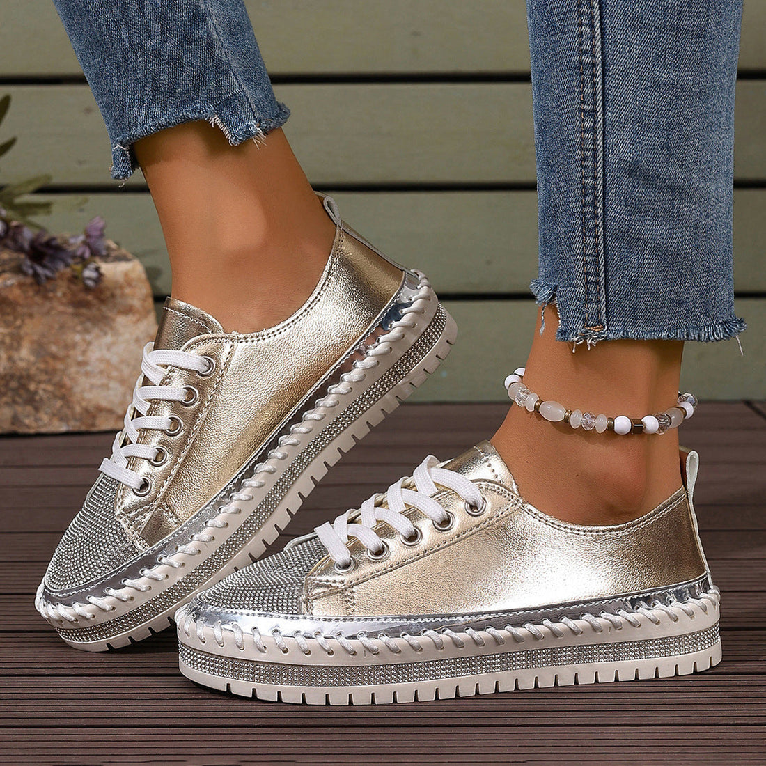 Women's Plus Size White Chunky Sneakers