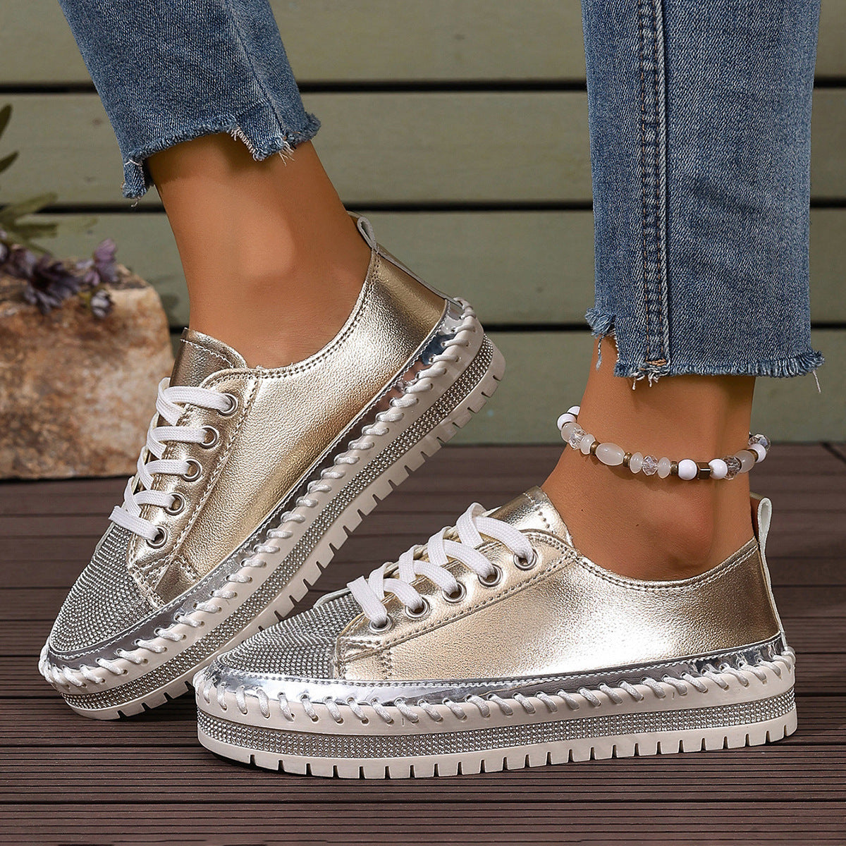 Women's Plus Size White Chunky Sneakers