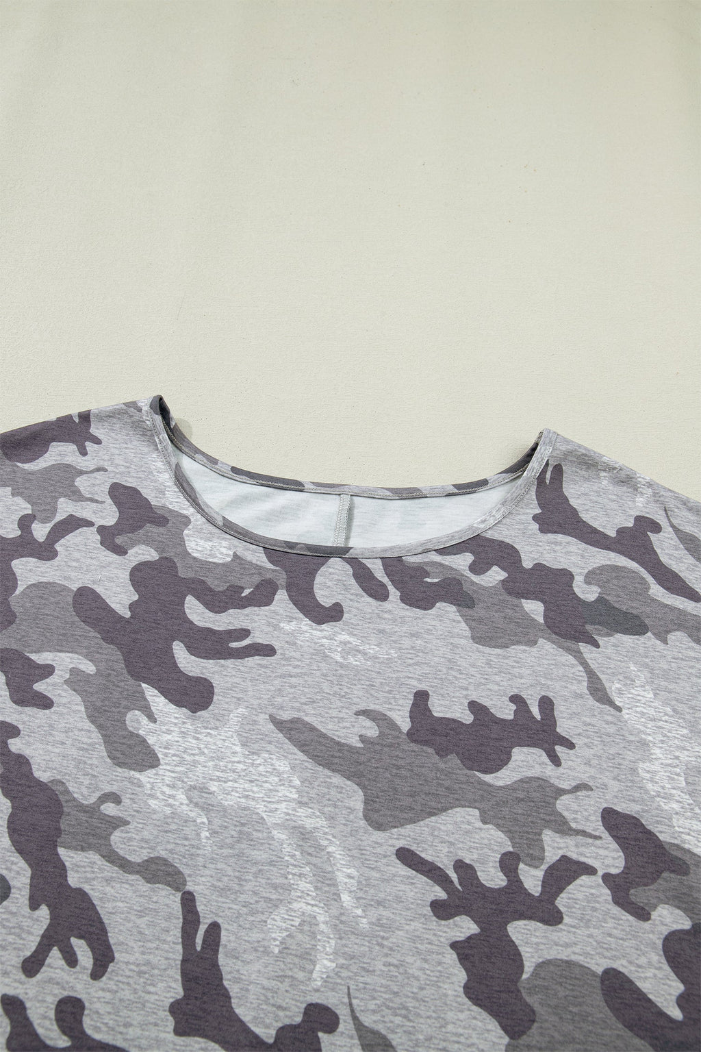 Grey Camo Print Short Sleeve Crew Neck T-Shirt - Image 4