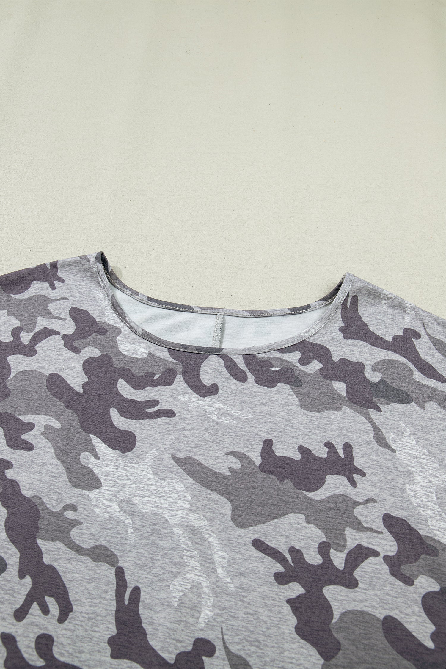 Grey Camo Print Short Sleeve Crew Neck T-Shirt - Image 4