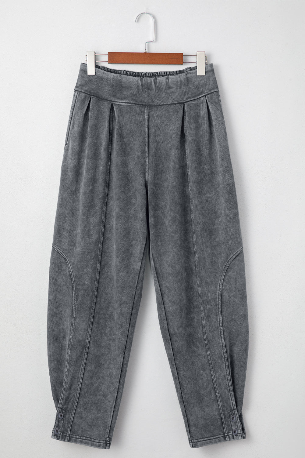 Women's High Rise Mineral Wash Joggers in Brown and Grey