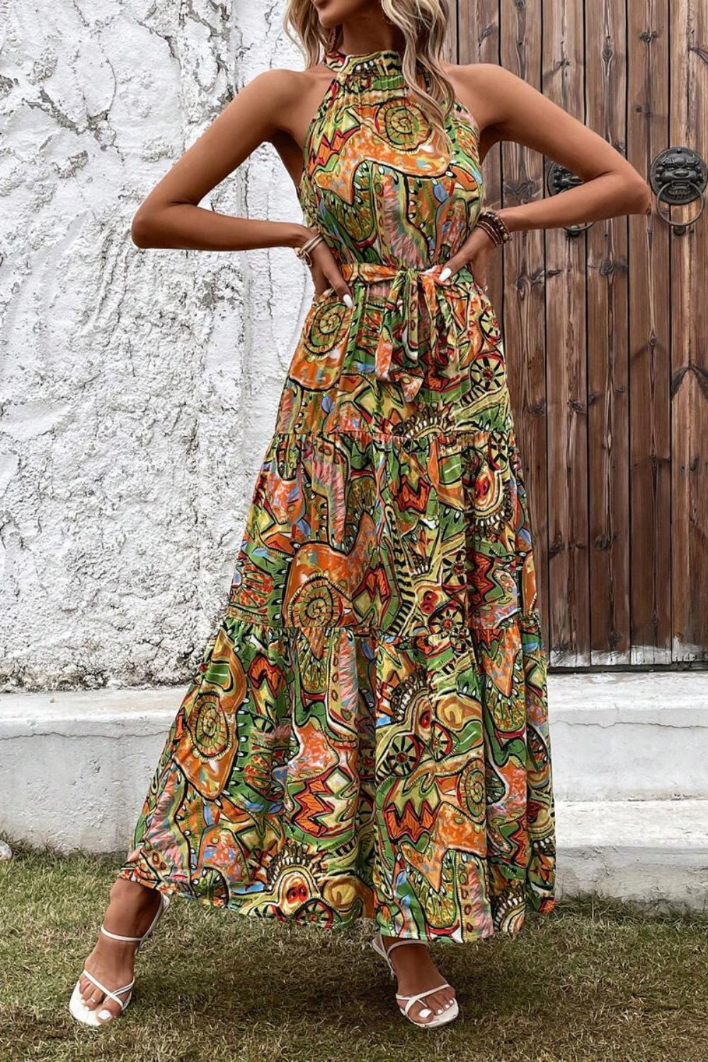 Floral Sleeveless Bohemian Maxi Dress for Summer Vacation