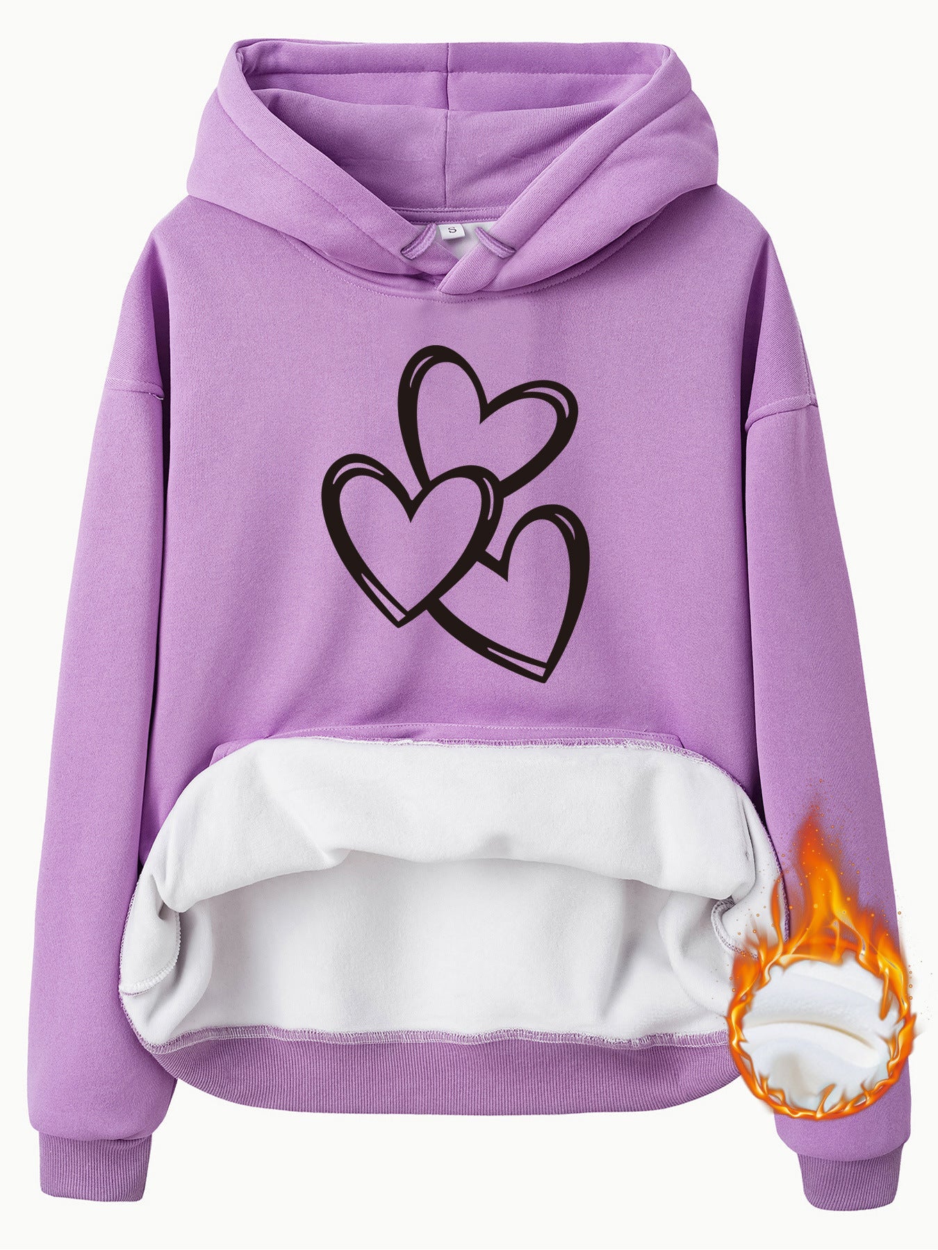 Women's Heart Graphic Fleece Hoodie Casual Street Style Pullover